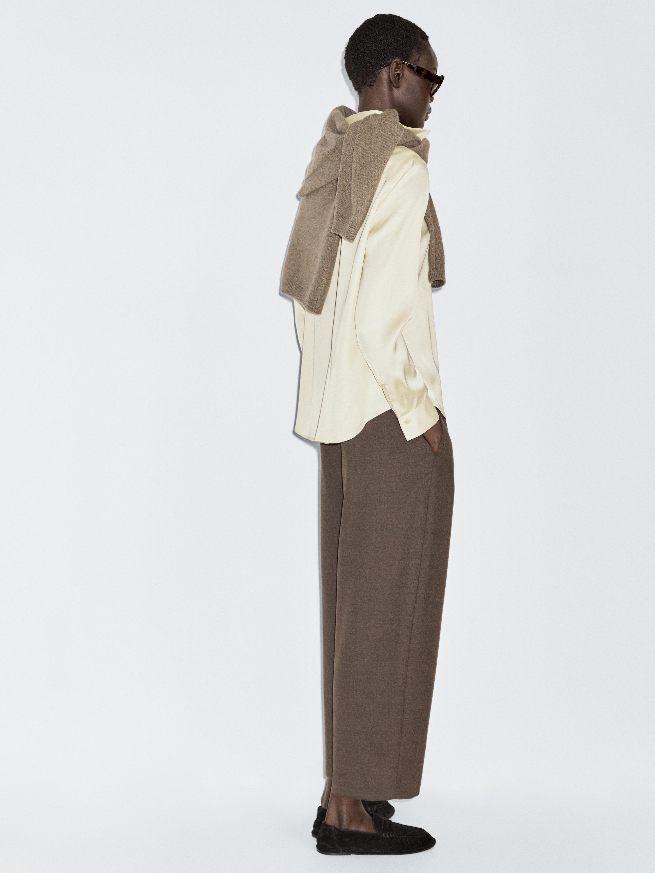 Pantalon barrel fit laine